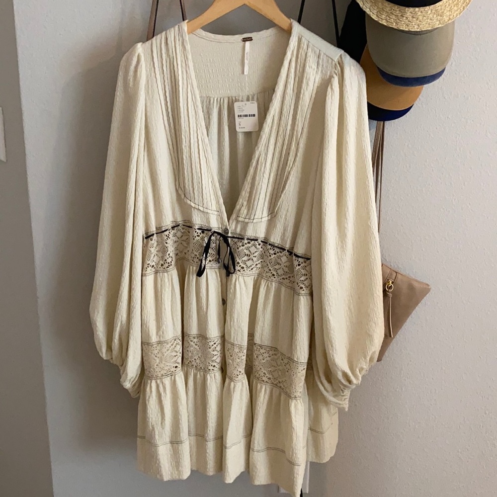 Free People Cozy Nights Mini Dress in ivory